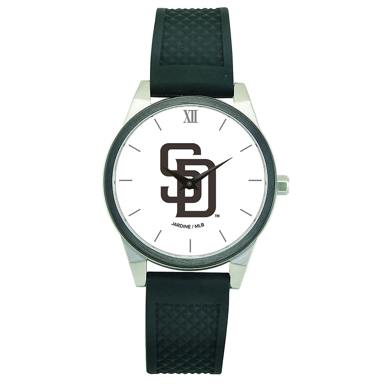 Women's Black San Diego Padres Silicone Strap Wristwatch