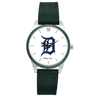 Women's  Black Detroit Tigers Silicone Strap Wristwatch