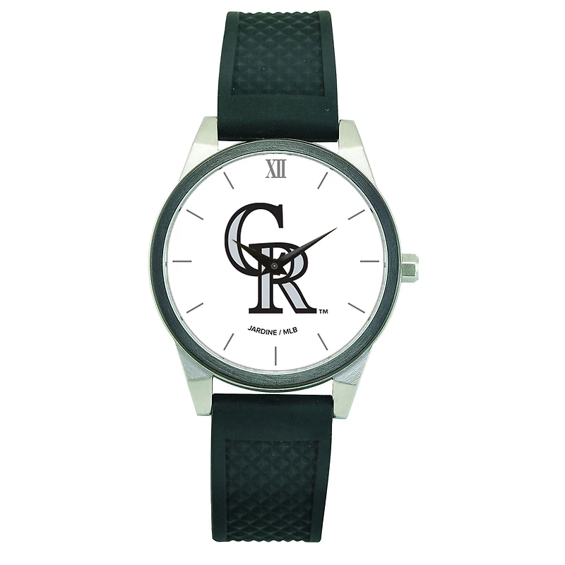 Women's  Black Colorado Rockies Silicone Strap Wristwatch