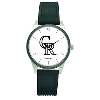 Women's  Black Colorado Rockies Silicone Strap Wristwatch