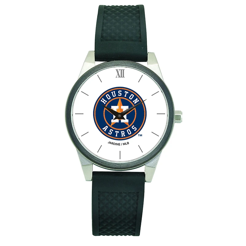 Women's  Black Houston Astros Silicone Strap Wristwatch