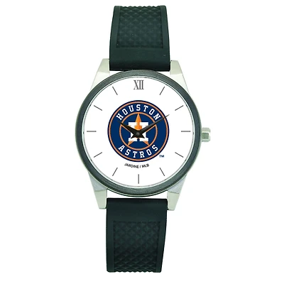 Women's  Black Houston Astros Silicone Strap Wristwatch