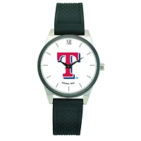 Women's  Black Texas Rangers Silicone Strap Wristwatch
