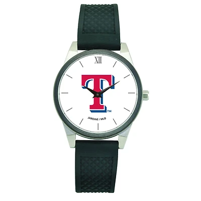Women's  Black Texas Rangers Silicone Strap Wristwatch