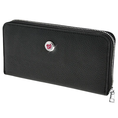 Women's  Black Washington Nationals Leather Zipper Wallet