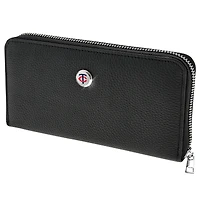 Women's  Black Minnesota Twins Leather Zipper Wallet