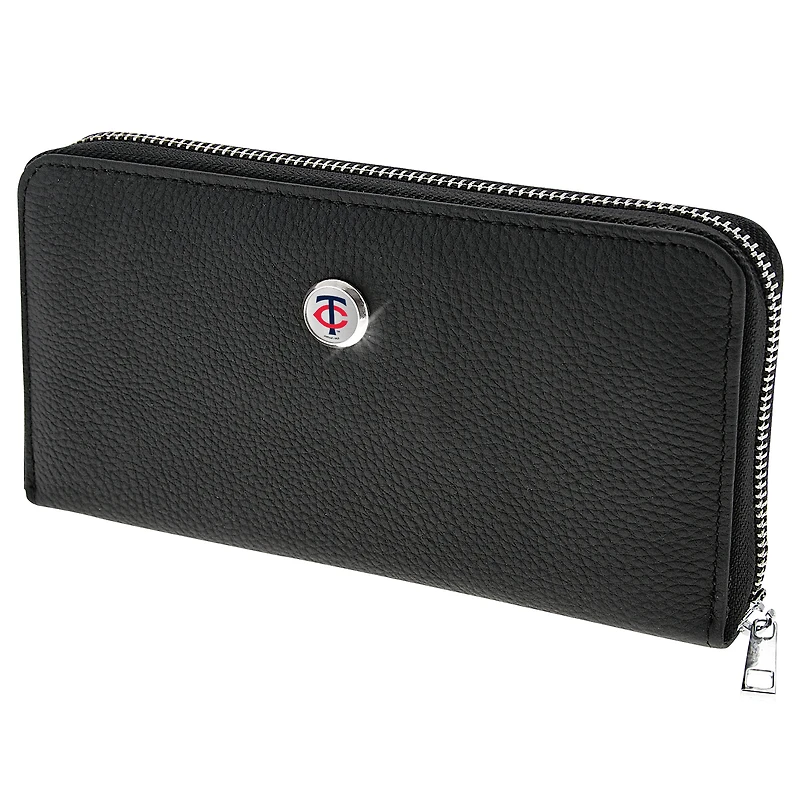 Women's Black Minnesota Twins Leather Zipper Wallet