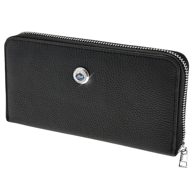 Women's  Black New York Mets Leather Zipper Wallet