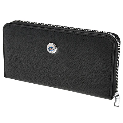 Women's  Black New York Mets Leather Zipper Wallet