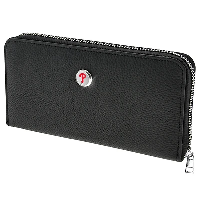 Women's  Black Philadelphia Phillies Leather Zipper Wallet