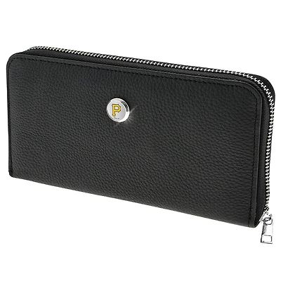 Women's  Black Pittsburgh Pirates Leather Zipper Wallet
