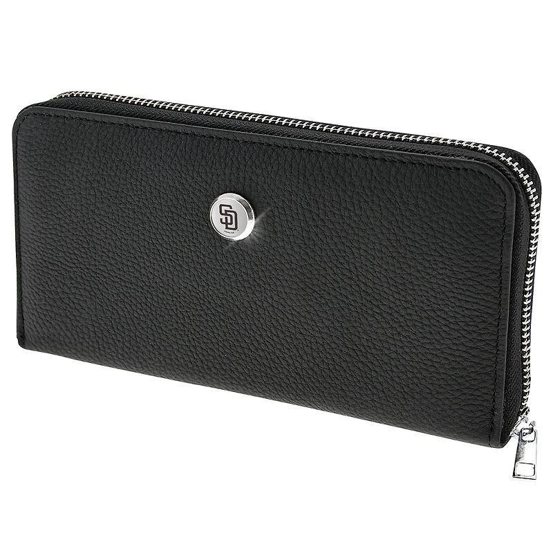 Women's  Black San Diego Padres Leather Zipper Wallet