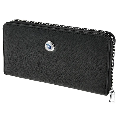 Women's  Black Tampa Bay Rays Leather Zipper Wallet