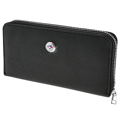 Women's  Black Toronto Blue Jays Leather Zipper Wallet