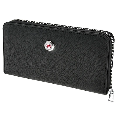 Women's  Black Cincinnati Reds Leather Zipper Wallet