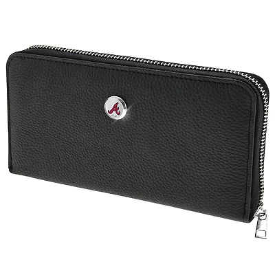 Women's  Black Atlanta Braves Leather Zipper Wallet