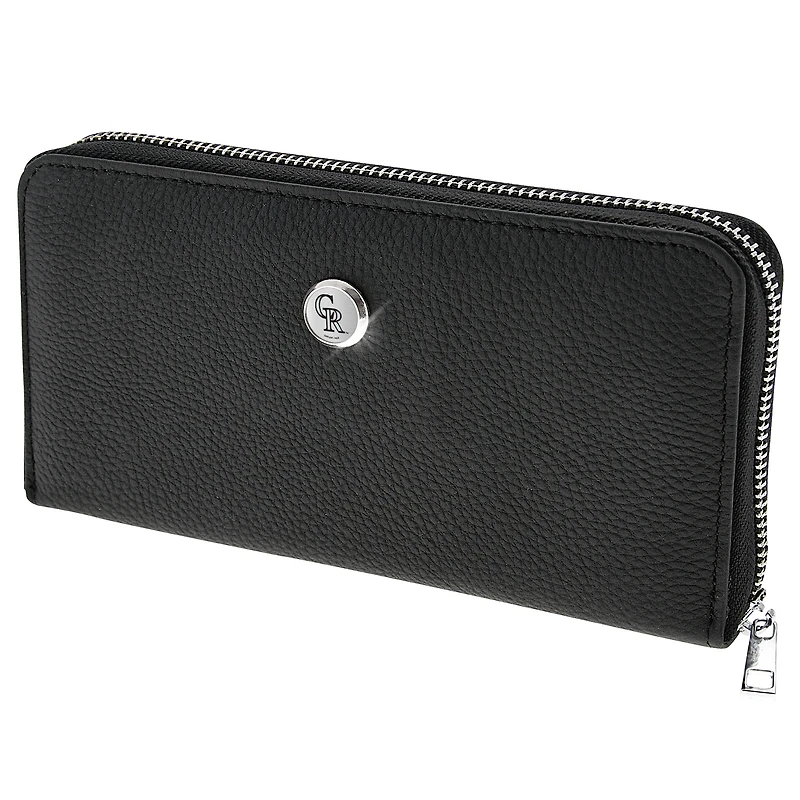 Women's  Black Colorado Rockies Leather Zipper Wallet