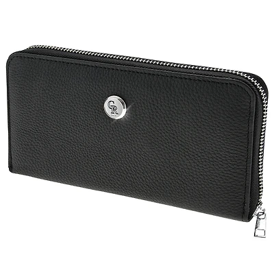 Women's  Black Colorado Rockies Leather Zipper Wallet