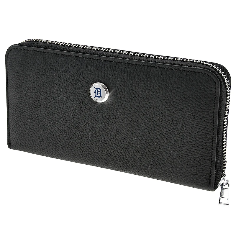 Women's Black Detroit Tigers Leather Zipper Wallet