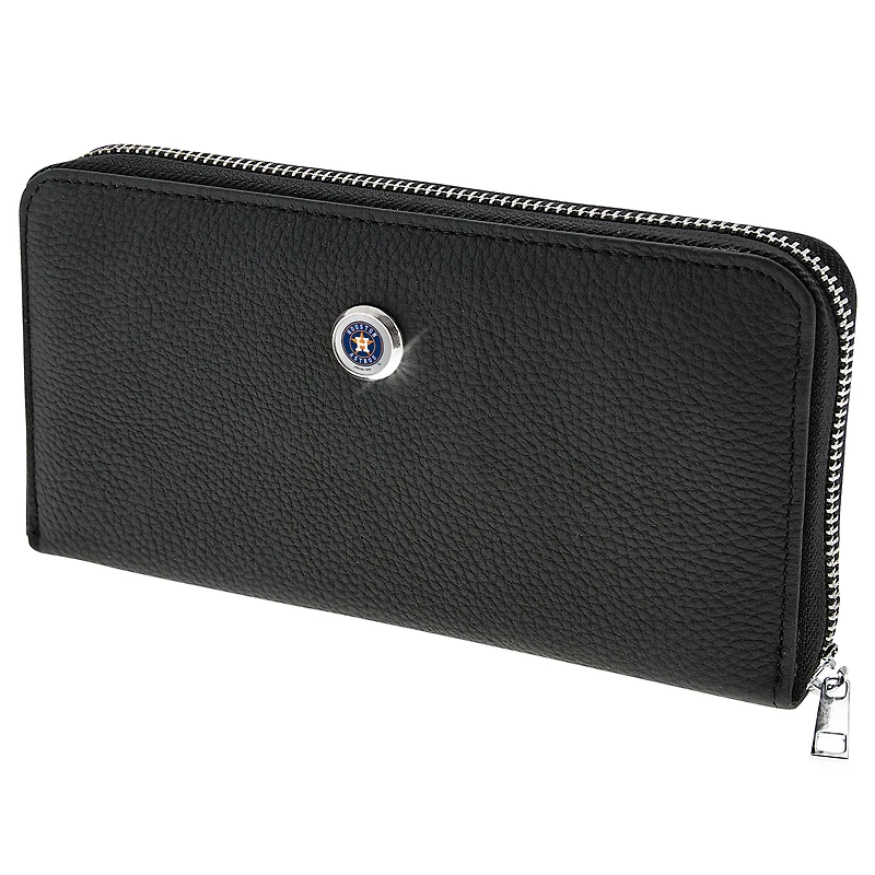Women's  Black Houston Astros Leather Zipper Wallet