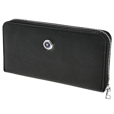 Women's  Black Houston Astros Leather Zipper Wallet