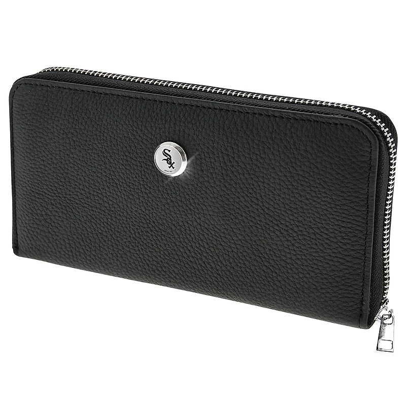 Women's  Black Chicago White Sox Leather Zipper Wallet