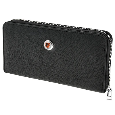 Women's  Black Baltimore Orioles Leather Zipper Wallet