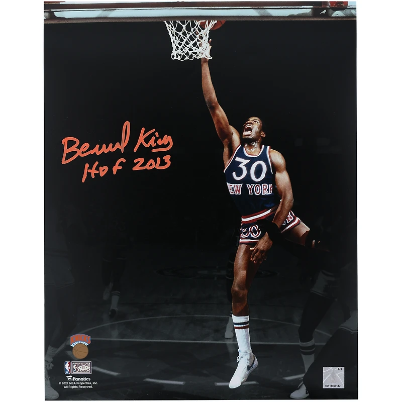 Bernard King New York Knicks Autographed 11" x 14" Spotlight Layup Photograph with "HOF 2013" Inscription
