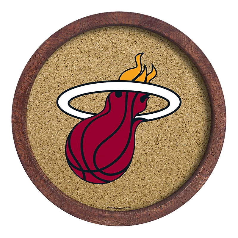Miami Heat 20.25'' Round Faux Barrel Framed Cork Board