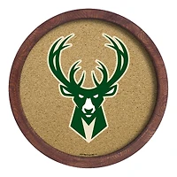 Milwaukee Bucks 20.25'' Round Faux Barrel Framed Cork Board
