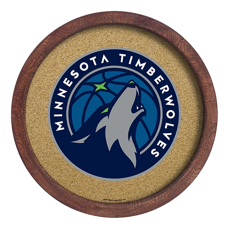 Minnesota Timberwolves 20.25'' Round Faux Barrel Framed Cork Board