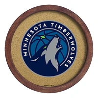 Minnesota Timberwolves 20.25'' Round Faux Barrel Framed Cork Board