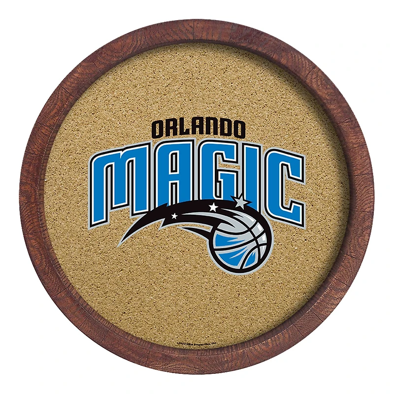 Orlando Magic 20.25'' Round Faux Barrel Framed Cork Board