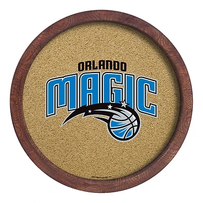 Orlando Magic 20.25'' Round Faux Barrel Framed Cork Board