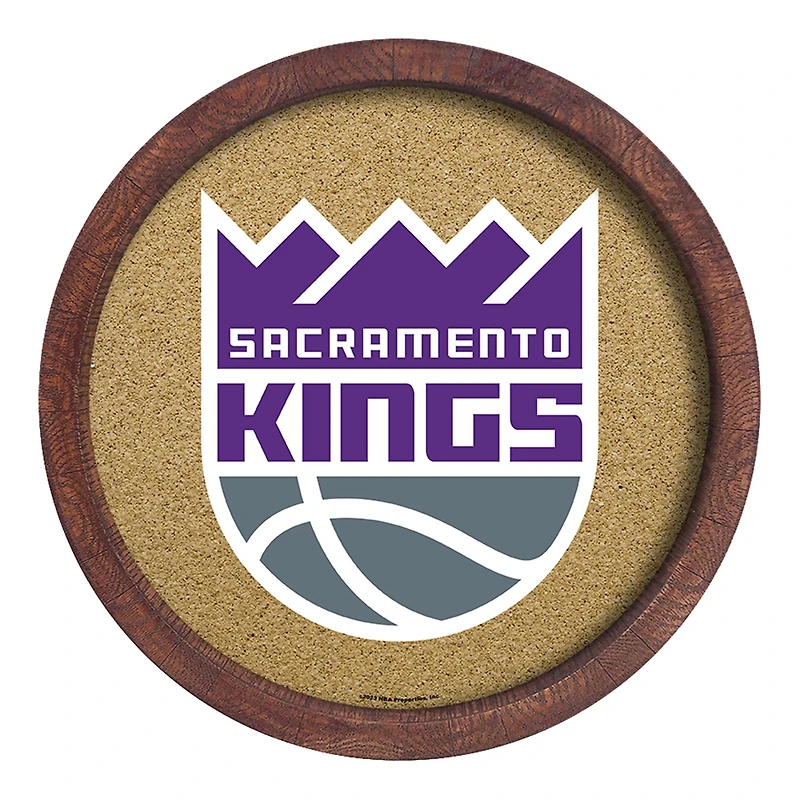 Sacramento Kings 20.25'' Round Faux Barrel Framed Cork Board