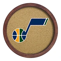 Utah Jazz 20.25'' Round Faux Barrel Framed Cork Board