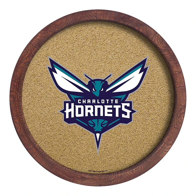Charlotte Hornets 20.25'' Round Faux Barrel Framed Cork Board