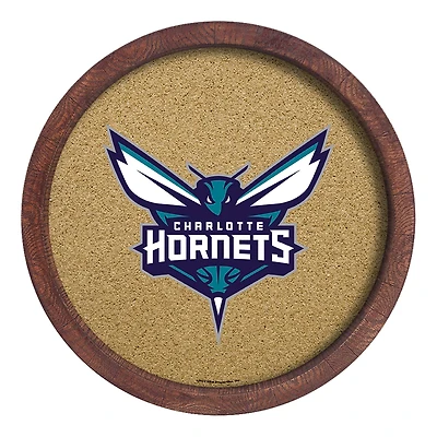 Charlotte Hornets 20.25'' Round Faux Barrel Framed Cork Board