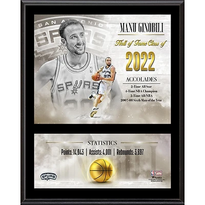 Manu Ginobili San Antonio Spurs 12" x 15" Hardwood Classic Sublimated Player Plaque
