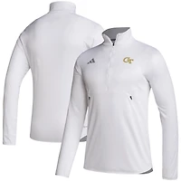 Men's adidas White Georgia Tech Yellow Jackets Sideline Stadium Knit Quarter-Zip Pullover Top