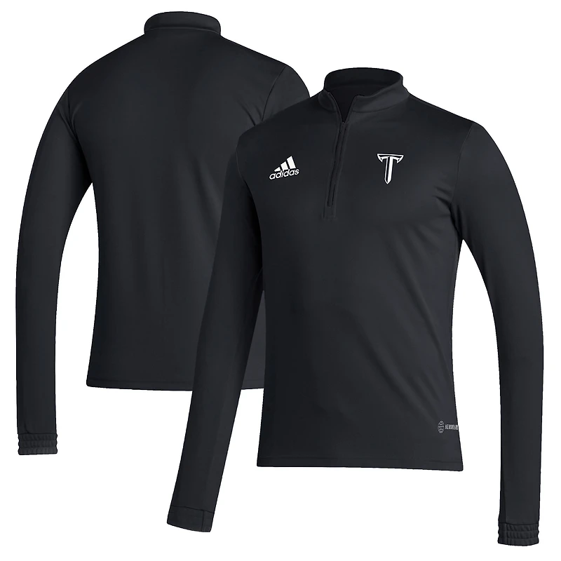Men's adidas Black Troy University Trojans Sideline Entrada22 Quarter-Zip Pullover Top