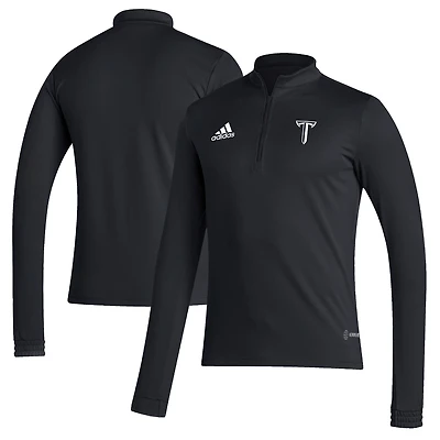 Men's adidas Black Troy University Trojans Sideline Entrada22 Quarter-Zip Pullover Top