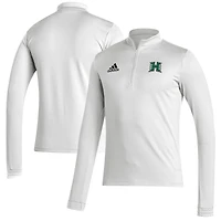 Men's adidas White Hawaii Rainbow Warriors Sideline Entrada22 Quarter-Zip Pullover Top