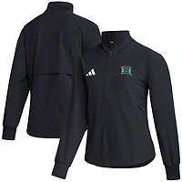 Women's adidas Black Hawaii Rainbow Warriors Sideline Travel Woven Full-Zip Jacket