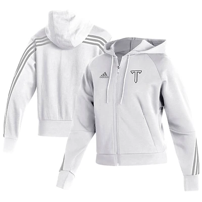Women's adidas White Troy University Trojans Sideline Fashion Full-Zip Hoodie
