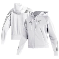 Women's adidas White Troy University Trojans Sideline Fashion Full-Zip Hoodie
