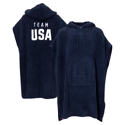 Unisex Navy Team USA Barefoot Dreams CozyChic Hooded Rib Cozy