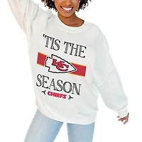 Women's Gameday Couture White Kansas City Chiefs Oversized Take A Holiday Pullover Sweatshirt