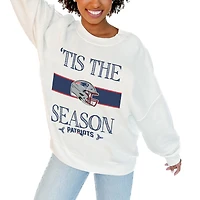 Women's Gameday Couture White New England Patriots Oversized Take A Holiday Pullover Sweatshirt