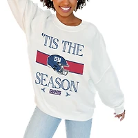 Women's Gameday Couture White New York Giants Oversized Take A Holiday Pullover Sweatshirt